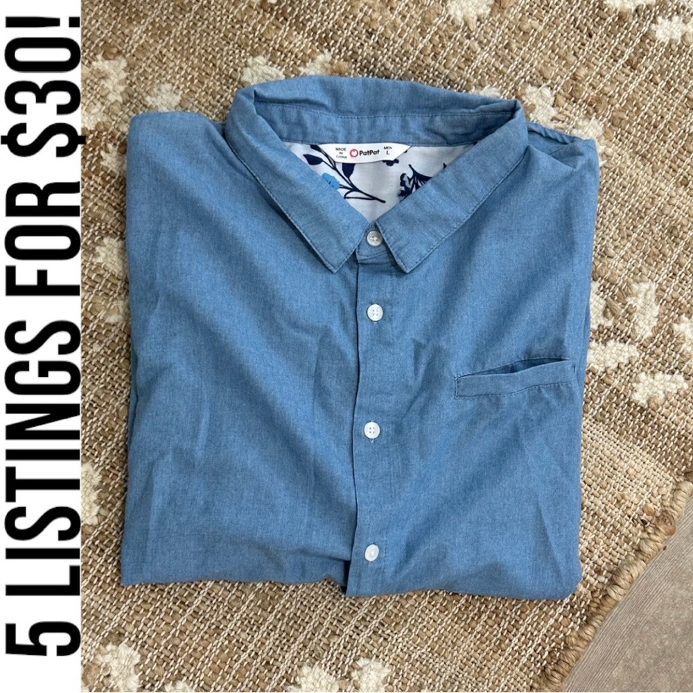 PatPat Men’s Mosaic Cotton Button Down Short Sleeve Collared Shirt Size Large